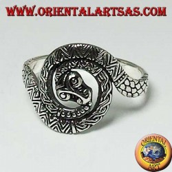 Bague serpent en cobra argenté spirale sacrée de la kundalini