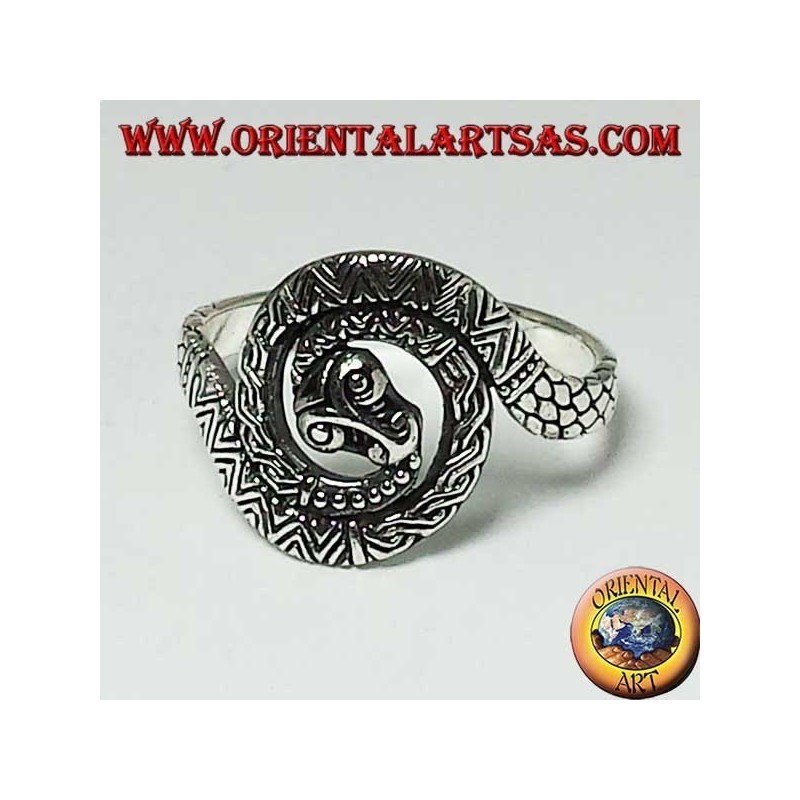 Anillo de serpiente cobra plateada espiral sagrada de kundalini