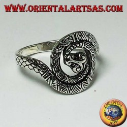 Anillo de serpiente cobra plateada espiral sagrada de kundalini