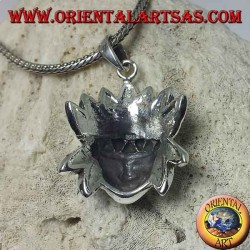 Colgante de plata, indio nativo con tocado de plumas turquesa