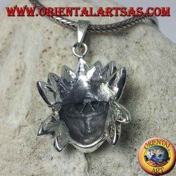 Colgante de plata, indio nativo con tocado de plumas turquesa