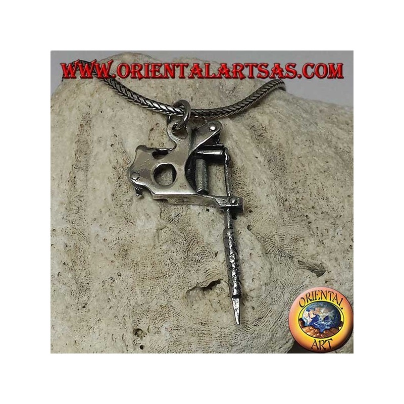 Colgante de plata máquina de tatuaje de bobina