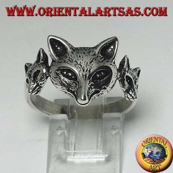 Bague en argent avec renard avec ses oursons