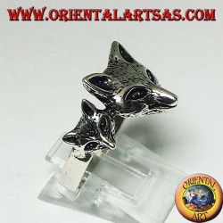 Bague en argent avec renard avec ses oursons