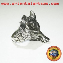 Anello in argento testa di lupo (grande)