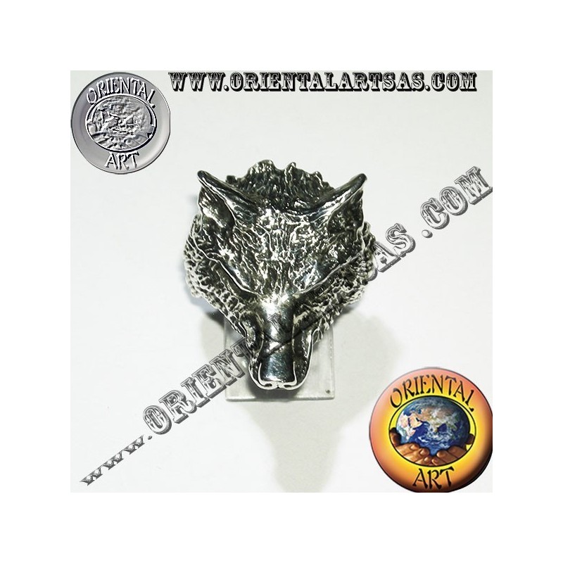 Anello in argento testa di lupo (grande)