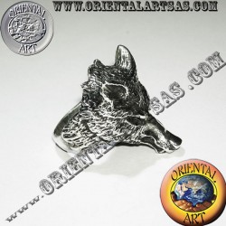 Anello in argento testa di lupo (grande)