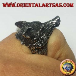 Anello in argento testa di lupo (grande)