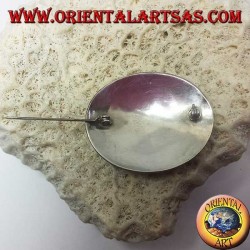 Handgemachte Silberbrosche mit großem ovalen Onyx