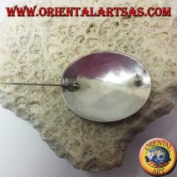 Handmade silver brooch with large oval onyx