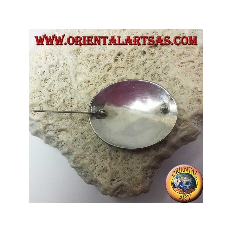 Broche en argent faite main avec grand onyx ovale