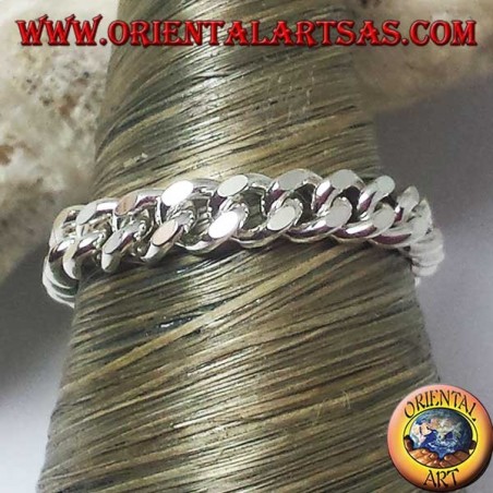 Silver ring, small soft curb chain