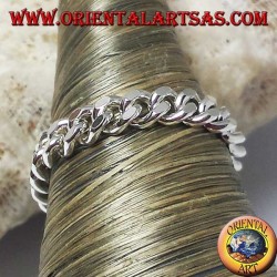 Silver ring, small soft curb chain