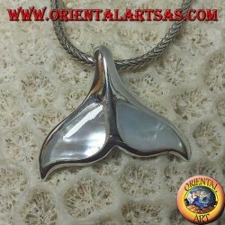 Silver whale tail pendant with mother of pearl (large)