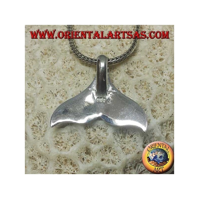 Colgante de plata de cola de ballena con madreperla (grande)