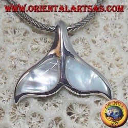 Silber Walschwanz Anhänger mit Perlmutt (groß)