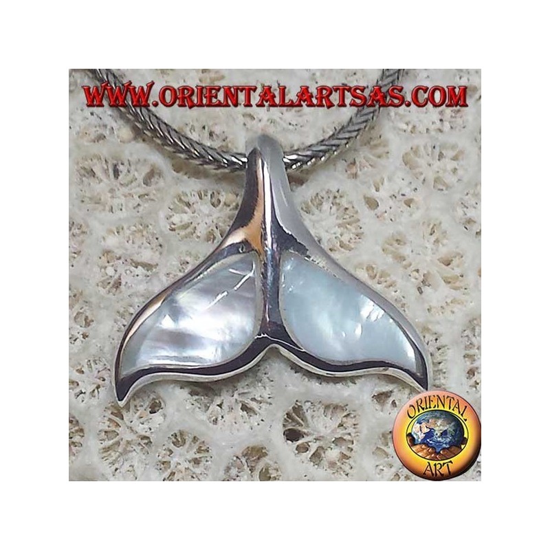 Pendentif queue de baleine en argent avec nacre (grand)
