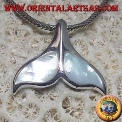 Colgante de plata de cola de ballena con madreperla (grande)