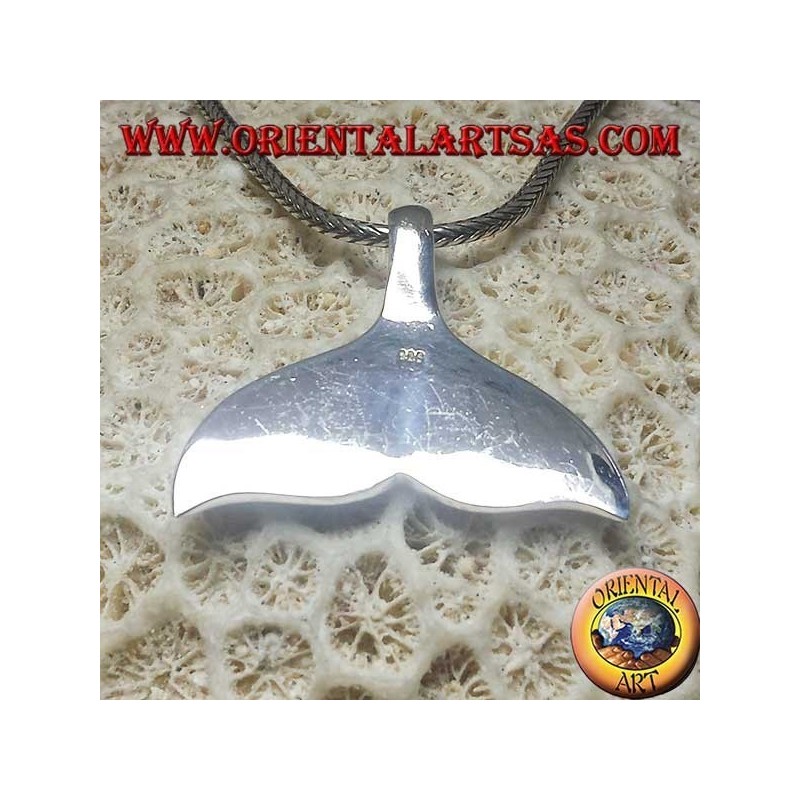 Ciondolo in argento a forma di coda di balena con onice (grande)