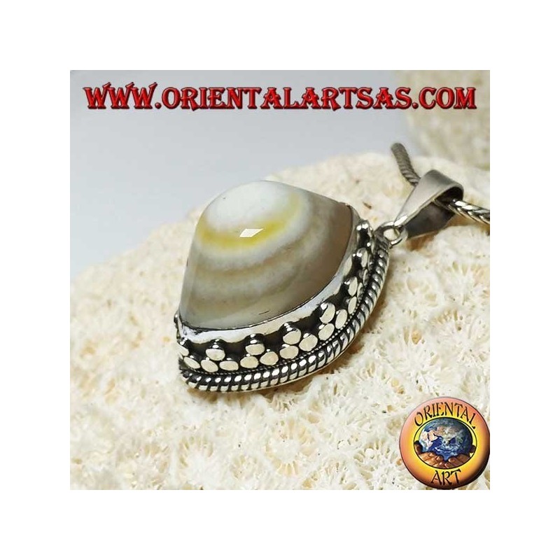 Pendentif en argent avec oeil de Shiva l'agate du troisième oeil