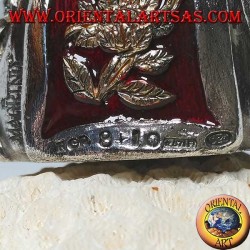 Sculpture of the smiling Buddha of abundance signed "Magrino" laminated in 925 silver