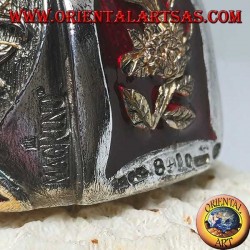 Skulptur des lächelnden Buddha der Fülle signiert "Magrino" in 925er Silber laminiert