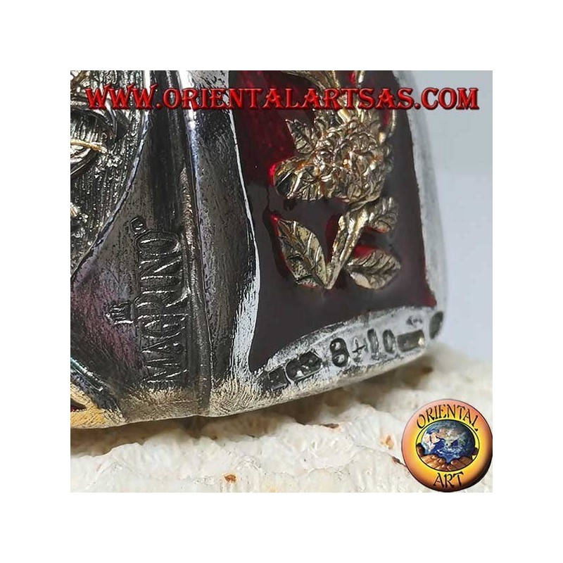 Scultura del Buddha sorridente dell'abbondanza  firmato "Magrino" laminato in argento 925