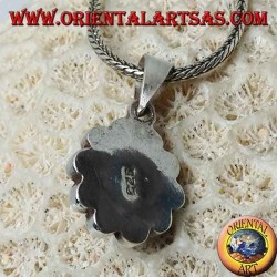 Pendentif en argent avec corail en forme de marguerite antique