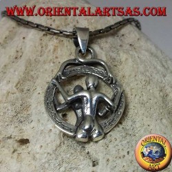 Silver pendant, anal sex in the circle with spectator
