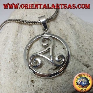 Silver triskell pendant in the Celtic symbol circle (large)