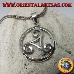 Silberner Triskell-Anhänger im keltischen Symbolkreis (groß)