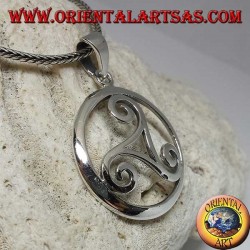 Silver triskell pendant in the Celtic symbol circle (large)