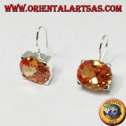 Silberohrringe mit oval facettiertem Champagnerzirkon