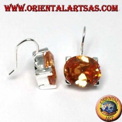 Silberohrringe mit oval facettiertem Champagnerzirkon