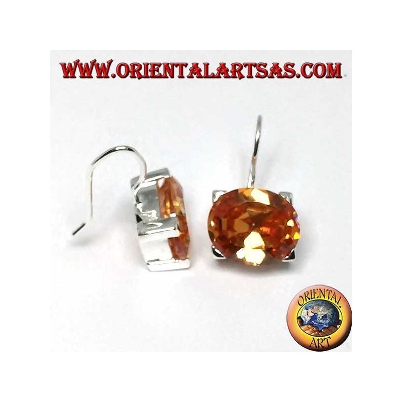 Silberohrringe mit oval facettiertem Champagnerzirkon
