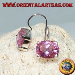 Pendientes de plata con circonita Champagne facetada ovalada