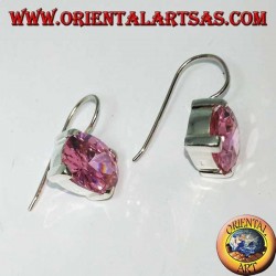 Silberohrringe mit rosa französischem Zirkon, oval facettiert
