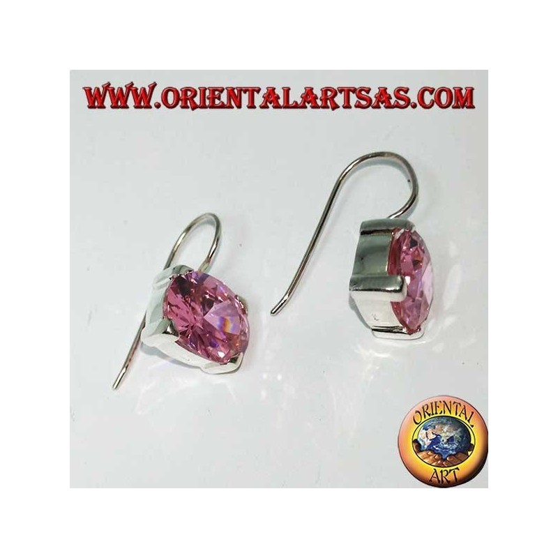 Pendientes de plata con circonita Champagne facetada ovalada