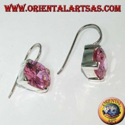 Silver earrings with oval faceted Champagne Zircon