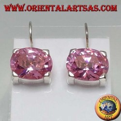 Pendientes de plata con circonita Champagne facetada ovalada
