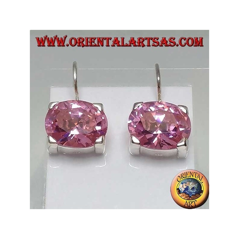 Pendientes de plata con circonita Champagne facetada ovalada