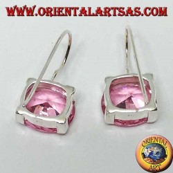 Pendientes de plata con circonita Champagne facetada ovalada