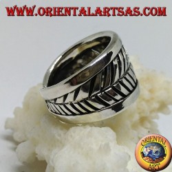 Silberring, Blatt mit verstellbarem Band