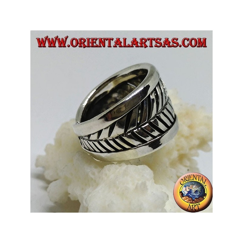 Silberring, Blatt mit verstellbarem Band