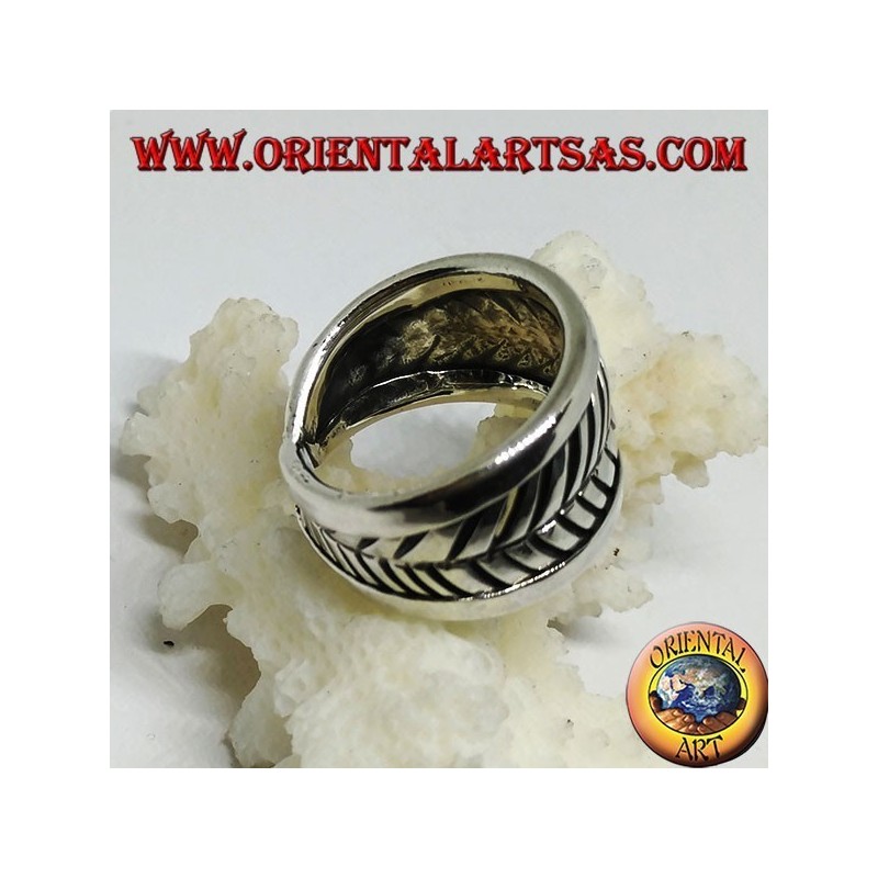 Silberring, Blatt mit verstellbarem Band