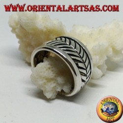 Silberring, Blatt mit verstellbarem Band