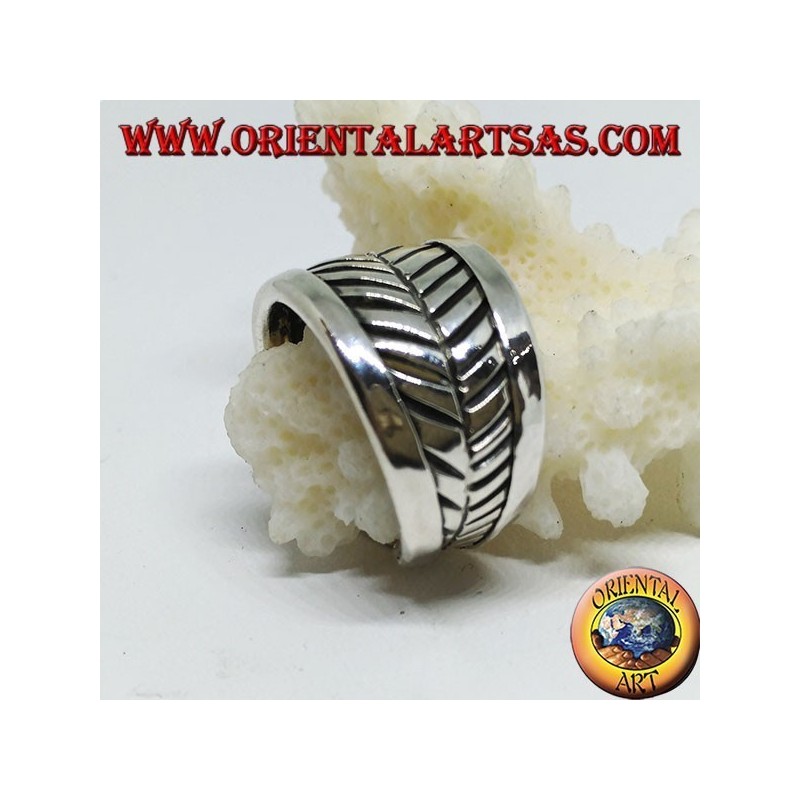 Silberring, Blatt mit verstellbarem Band
