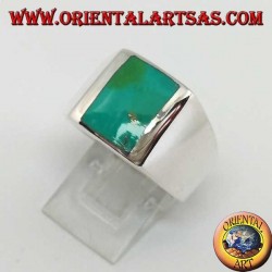 Simple silver ring with natural rectangular turquoise  (25)