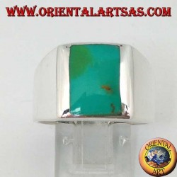 Simple silver ring with natural rectangular turquoise  (25)