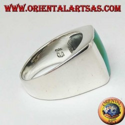 Simple silver ring with natural rectangular turquoise  (25)